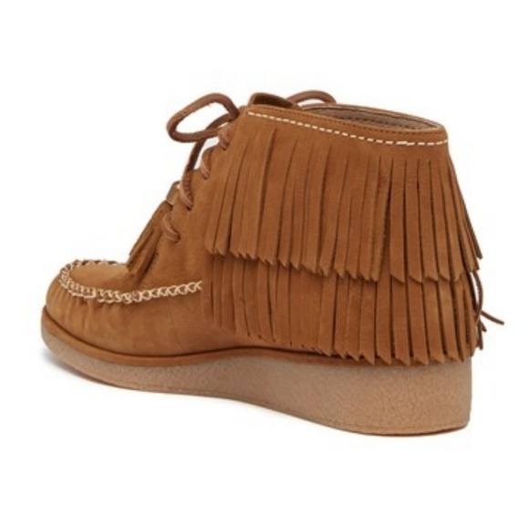 💗 NIB 💖 UGG Chestnut Brown Fringe Wedge Moccasin - Picture 7 of 8